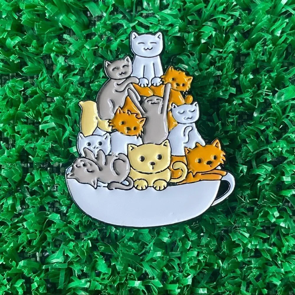 Cup O’ Kitties Enamel Pin/ Brooch Lapel